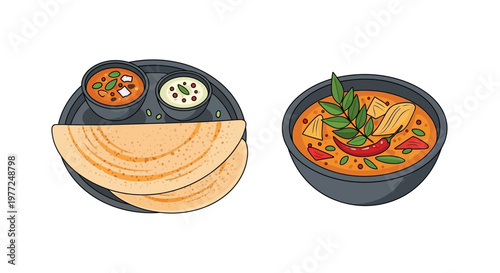 Tasty bowl of soup with herbs.