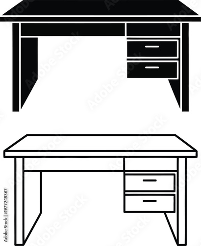 Desk with drawers Vector