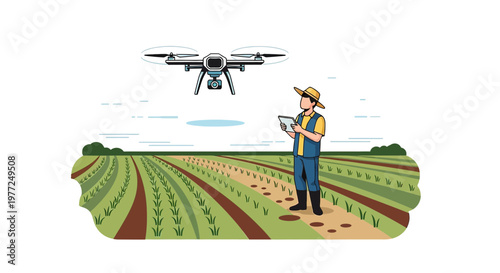 Advancements in agriculture technology: Farmer uses drone to manage crop cultivation