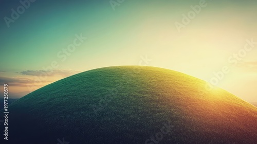 Sunset over grassy hill, peaceful landscape, nature scene, background for website