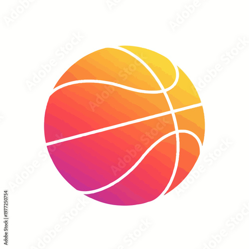 Vibrant Gradient Basketball Icon on White Background - Sports and Fitness