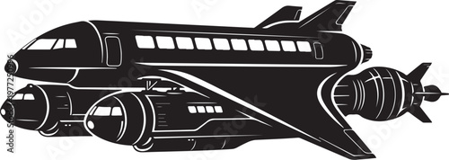 Space Shuttle, Spacecraft, Black Vector, Space Travel, Futuristic Transportation