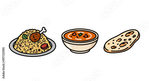 Traditional Indian Food on Table Setting.