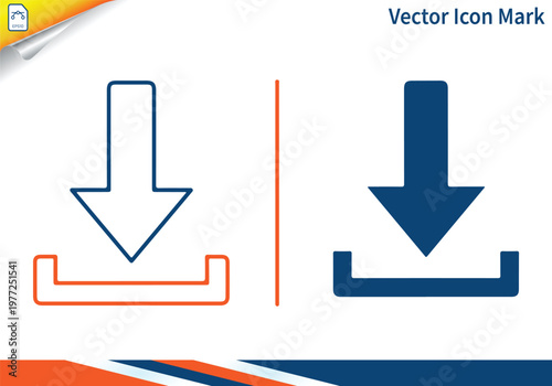 Download arrow button icons in stroke and solid style marks.