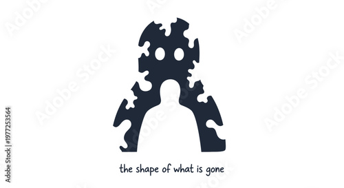 Puzzle piece arch, lost shapes, abstract silhouette, conceptual icon