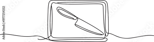 Cutting board kitchen continuous line. Continuous one line drawing cutting board. Cutting board, equipment concept. one line Icon drawing