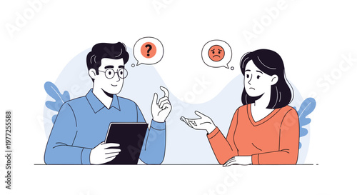 Professional counselor or doctor talking to a sad and concerned woman to provide support and solutions for her personal problems and health.