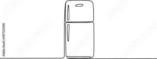 Refrigerator continuous line. Continuous one line drawing of kitchen refrigerator. one line Icon drawing