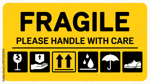 Fragile please handle with care shipping label sticker sign