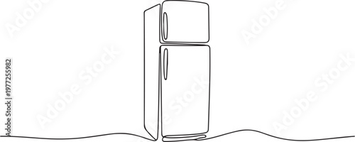 Refrigerator continuous line. Continuous one line drawing of kitchen refrigerator. one line Icon drawing