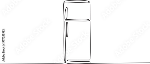 Refrigerator continuous line. Continuous one line drawing of kitchen refrigerator. one line Icon drawing