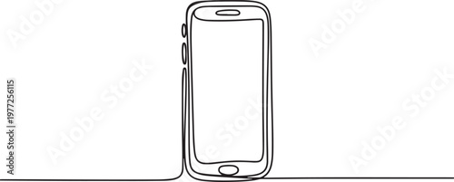 Smartphone continuous line. Continuous one line drawing smartphone. Technology, device concept. one line Icon drawing