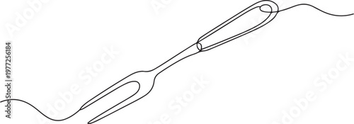 Meat fork continuous line. Continuous one line drawing meat fork. Kitchen fork concept. one line Icon drawing