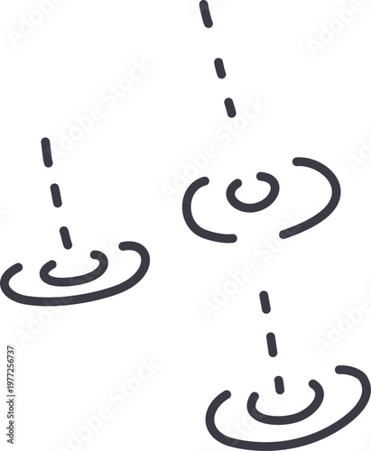 水たまりに落ちる雨だれと波紋のイラスト