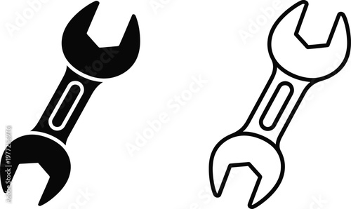 Wrench icons, black and white tools Vector