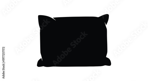 A simple black silhouette of a rectangular cushion on a white background