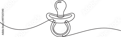One line continuous of baby pacifier. Minimalist style vector illustration. one line Icon drawing