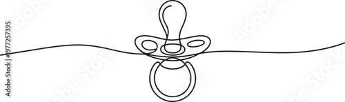One line continuous of baby pacifier. Minimalist style vector illustration. one line Icon drawing