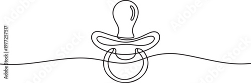 One line continuous of baby pacifier. Minimalist style vector illustration. one line Icon drawing