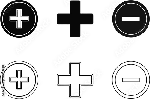 Plus Minus Signs Icons Vector