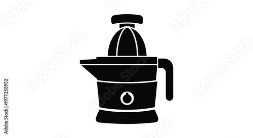 A black silhouette of a vintage style citrus juicer detailed silhouette
