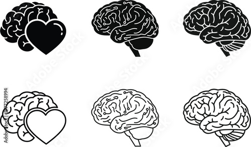 Brain and heart combination Vector