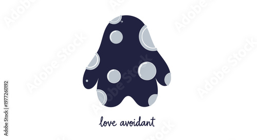Polka dot ghost, love avoidant, cute illustration, vector icon