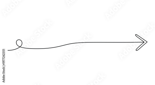 Single continuous line drawing of a long arrow pointing to the right indicating direction and progress