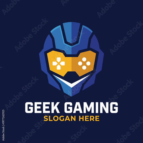 This eye-catching logo features a stylized gaming helmet, embodying the thrill of competition and the excitement of the gaming world, suitable for gaming brands and online platforms.
