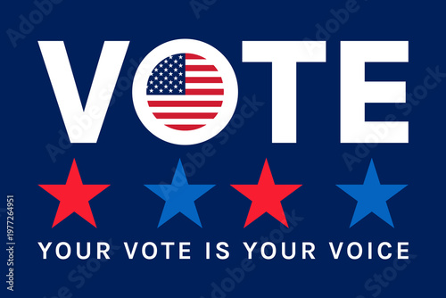 Vote Icon with USA Flag Your Vote Is Your Voice Election Campaign Vector Illustration