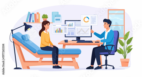 Doctor Consulting Patient in Modern Office.