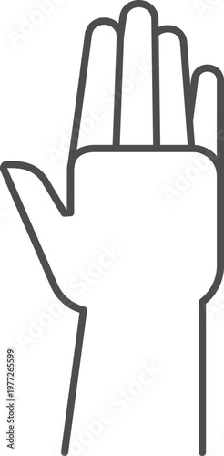 Human hand outline raising palm stopping gesture