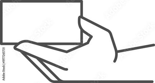 Hand holding blank rectangular card outline icon