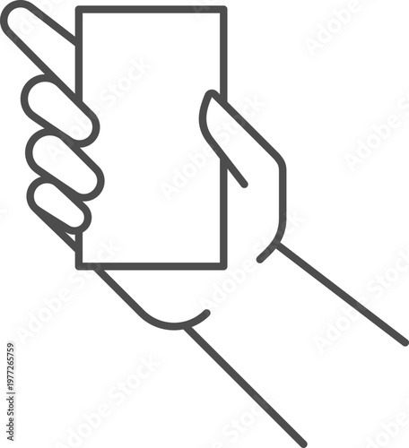 Hand holding smartphone or business card icon