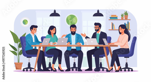 Group of Business Professionals Meeting Together.