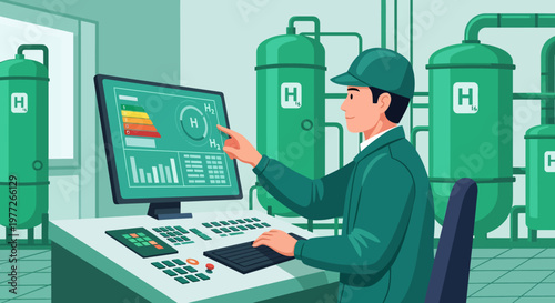 Man Analyzing Data on Computer Screen.