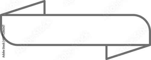 Empty horizontal ribbon banner designing element