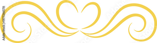 Golden heart swirl ornament dividing design element