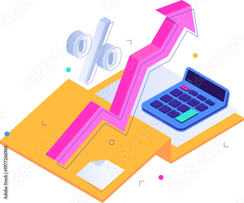 Financial growth showing rising percentage and calculator