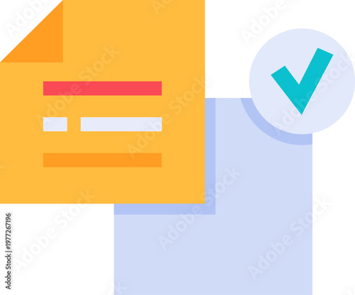 Document completing file submission with check mark