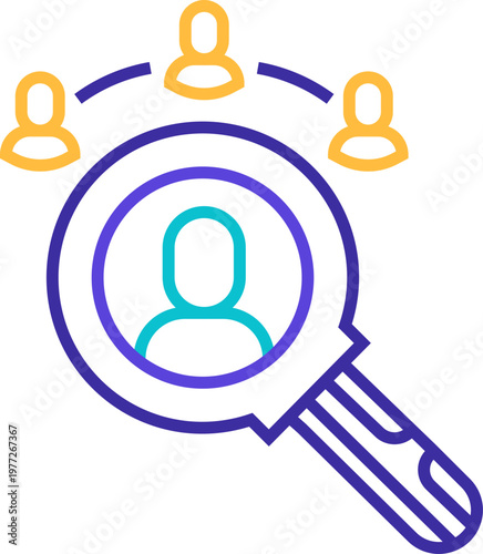 Magnifying glass finding target person in network