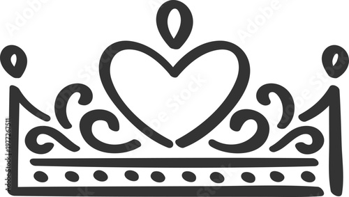 Crown design drawing with heart shape
