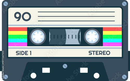 Audio cassette illustrating retro music and sound recording
