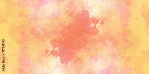 Abstract warm watercolor background with soft orange, yellow, and pink wash textures for artistic graphic design