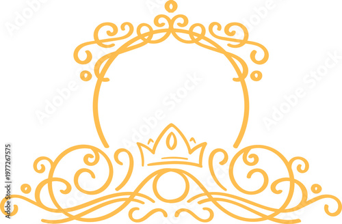 Crown carriage frame with golden scrollwork design