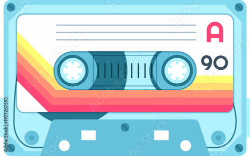 Nostalgic audio cassette tape remembering music culture
