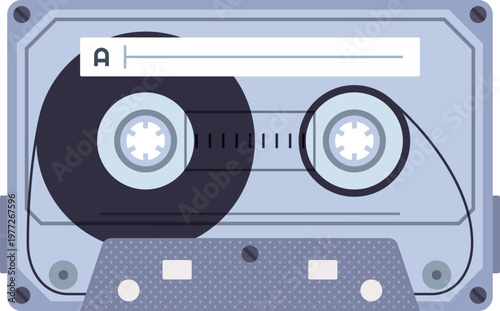 Retro audio cassette tape representing vintage music