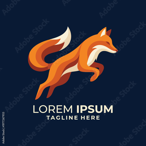 A striking logo representing a fox in mid-leap, showcasing dynamism and agility, perfect for brands emphasizing creativity and natural instincts.