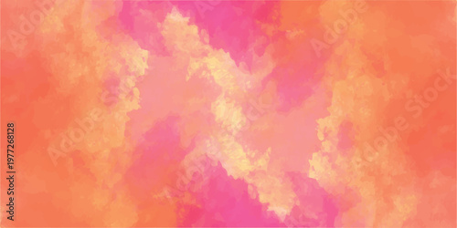 Abstract warm watercolor background with soft orange, yellow, and pink wash textures for artistic graphic design