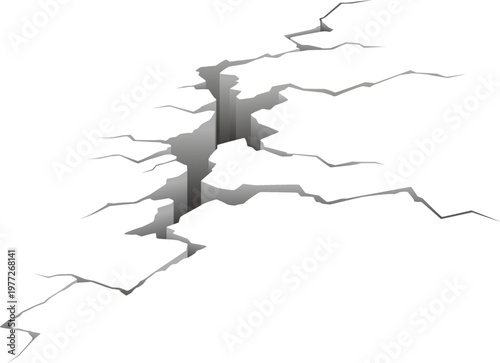 Ground breaking showing separation and deep crack